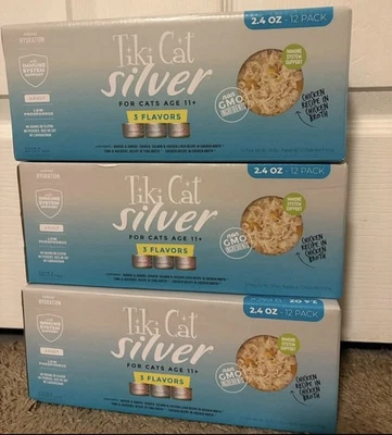 3 Cases Tiki Cat Silver: Chicken, Salmon And Chicken Liver Recipe Flavor ONLY! - Image 1 of 2