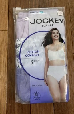 Size 6 or Medium Jockey 3-Pack Elance Brief Panty Comfort Underwear Cotton Lilac - Image 1 of 4
