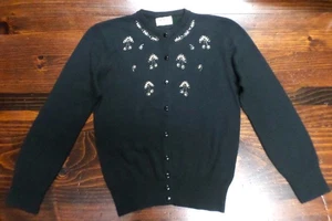 Authentic Vintage 1950's Cardigan Beaded Sweater Pin-Up Girl Fashions-Small - Picture 1 of 4