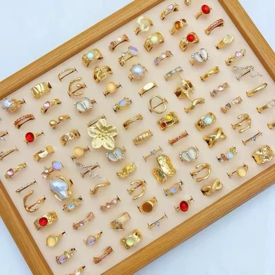 20 Bulk Gold Lot Rings For Men And Women Goth Grunge Fashion Ring Wholesale - Image 1 of 3