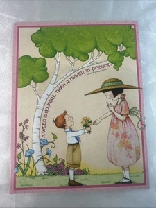 Tarjeta Mary Engelbreit niño y dama flor - Imagen 1 de 3