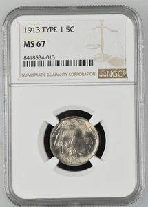 1913 Buffalo Nickel NGC MS-67 - Picture 1 of 2