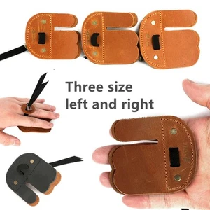 Cowhide Leather Archery Finger Guard Protect Recurve Longbow Hunt Target Shoot - Picture 1 of 8