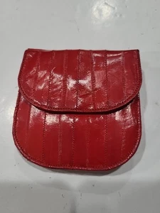 Eel Skin Small Wallet Coin Purse Vintage 1980s Red - Picture 1 of 5