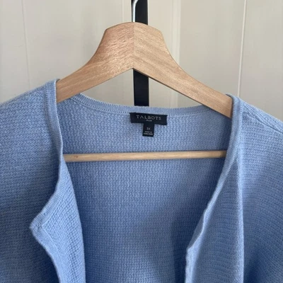 Talbots Plus Textured Open Front Sweater Jacket Light Blue Cotton Blend Women 1X - Image 1 of 4