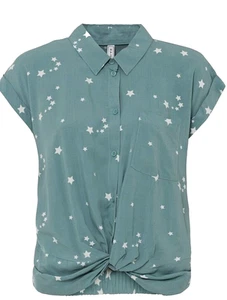 Rainbow Kaleidoscope Plus Size 22 fit 24 Blue Green Short Sleeve Star Print TOP - Picture 1 of 5