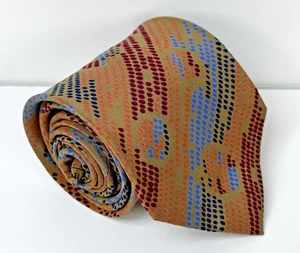 Missoni Tie Mens Brown Geometric Dots Pattern Silk Handmade Italy Burgundy - Picture 1 of 9