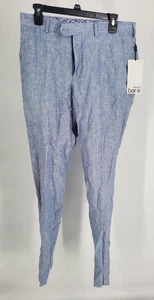 Bar III Pants Mens 32W 34L Blue Linen Slim Fit Lightweight Dress Trousers Summer - Picture 1 of 10