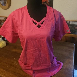 Hot Pink/ FUCHS Butterweiches Damen Peeling Top Größe M - Bild 1 von 3