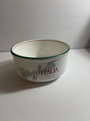 VIVA Espaguetis ITALIA Cerámica Pasta Cuenco Tema Italiano Verde Rojo Borde Decoración Retro Foto 1 de 4
