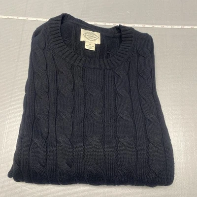 Suéter de Pescador Tejido con Cable St. John’s Bay Talla XL Cuello Redondo Negro 100% Algodón Foto 1 de 4