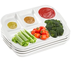 4 Pack Divided Dinner Trays Ceramic Serving Platter Dinner Plates with 4 Comp... - Picture 1 of 8