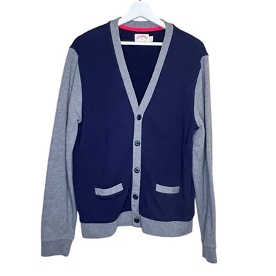 Brooks Brothers Cardigan Sweater Men's M Gray Blue Button Pockets Preppy V Neck - Image 1 of 4