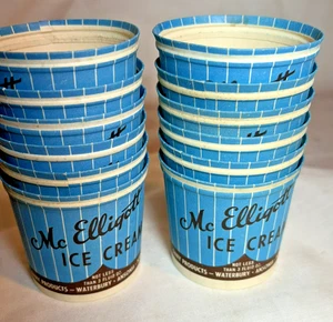 Vintage Paper Ice Cream Cup Lot Of 12 Ct. Mc Elligott, Waterbury, Ansonia Ct. - Picture 1 of 11