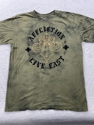 Camiseta de manga corta Affliction Live Fast grande verde y gris/negro para hombre Foto 1 de 4