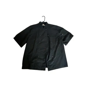 Dickies Chef Jacket Unisex L DC49 Black 10 Button Kitchen Work Jacket Uniform - Picture 1 of 8