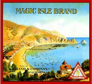 Catalina Island Magic Isle Avalon Bay naranja caja de cítricos etiqueta impresión artística - Imagen 1 de 1