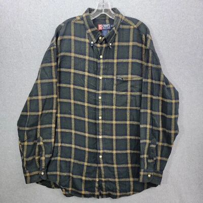 Camisa de franela con botones Chaps Ralph Lauren para hombre XL verde a cuadros manga larga Foto 1 de 4