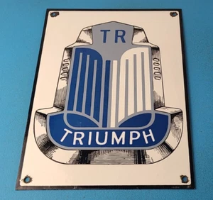 Vintage Triumph Automobiles Sign - Gas Service Dealer Pump Porcelain Sign - Picture 1 of 15