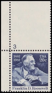 US 1950 Franklin D Roosevelt 20c plate single UL #3 MNH 1982 - Picture 1 of 1