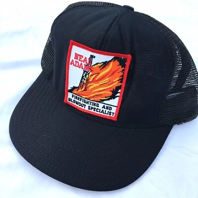 Vtg 90's Neal Adams GAS OIL FIREFIGHTING Mesh TRUCKER Hat Snapback Baseball Cap  - Image 1 of 4