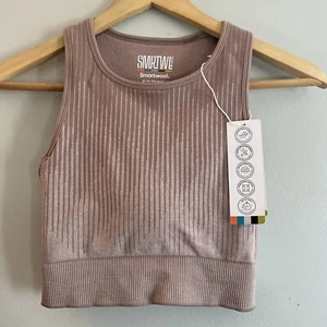 NWT SMARTWOOL Womens Intraknit Crop Bra Top Sandstone Pink Size Small S - Picture 1 of 6