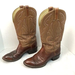 Vintage Tener’s Men’s Cowboy Boots Mercedes Exotic Size 7D Leather Animal Skin - Picture 1 of 24