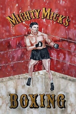 IMPRESIÓN ARTÍSTICA EN LIENZO Mighty Mick's Boxing 11"x17" ¡BRILLO! ROCKY! Stallone Foto 1 de 4
