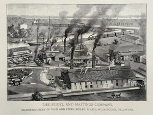 Wilmington Delaware Antique Art Print Seidel Hastings Company Factory 1888 - Picture 1 of 4