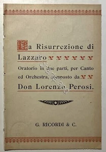 Libretto Opera - Don L. Perosi - La Risurrezione di Lazzaro: Oratorio - ed. 1898 - Picture 1 of 1