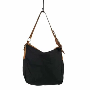 Ralph Lauren RLR Black Nylon Brown Leather Handle Silver Hardware Shoulder Bag - Picture 1 of 12