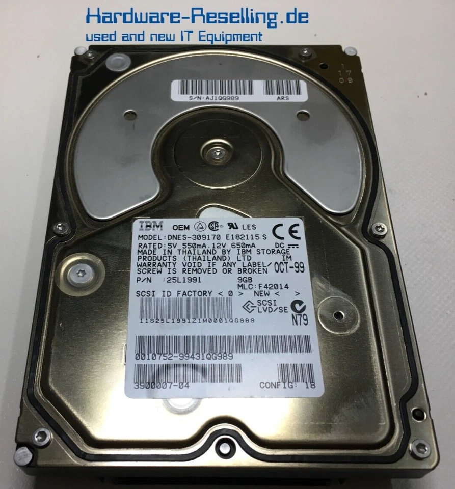 IBM Sole 9GB SCSI 3,5 Pollici 7.2K 2MB DNES-309170 3900007-04 25L1991 - Immagine 1 di 1