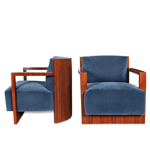 Pair of Thierien Studio Workshop Art Deco Club Chairs Cover