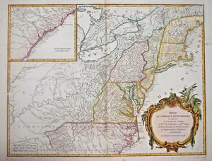 NORTH AMERICA - PARTIE DE L'AMERIQUE SEPTENTRIONALE.....DE VAUGONDY CIRCA 1790. - Picture 1 of 1