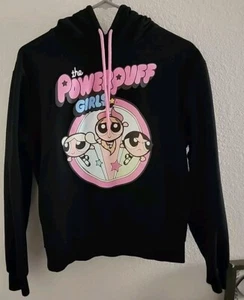 Powerpuff Girls Cartoon Network Hoodie Black Pullover Graphic Girls Large - Picture 1 of 9