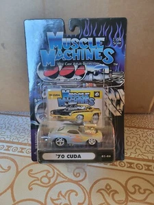Muscle Machines 2001 Release 1970 Plymouth 70 Cuda Mopar Silver 01-86 1:64 Rare - Picture 1 of 2