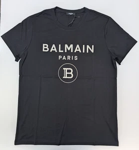 Camiseta con logotipo de Balmain negra y blanca - 100 % auténtica PVP £350 - Imagen 1 de 8