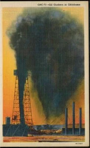 Postcard Oil Gusher in Oklahoma Unposted ONC-71 Free US Shipping from USA - Picture 1 of 2