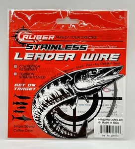 Caliber Stainless Steel Fishing Wire Leader 44lb #5 Single Strand 30ft spool - Picture 1 of 2