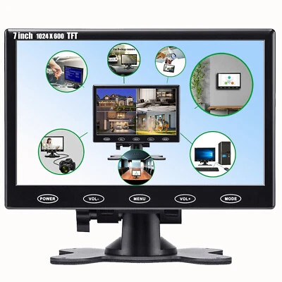 Ultra Thin 7" LCD CCTV Monitor PC Screen AV/RCA/VGA/HDMI for DSLR Raspberry PI - Image 1 of 4