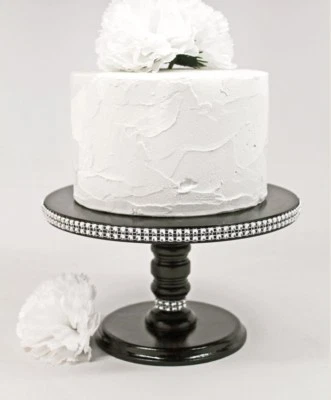 Soporte para pasteles negro y plateado, redondo, madera, diamantes de imitación, exhibición de cupcakes de fiesta, Foto 1 de 4