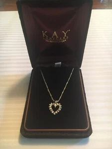 14k Solid Yellow Gold Diamond Heart Pendant Necklace 20.5" - Picture 1 of 11