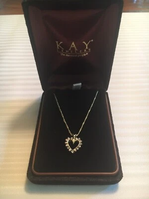 14k Solid Yellow Gold Diamond Heart Pendant Necklace 20.5" - Image 1 of 4