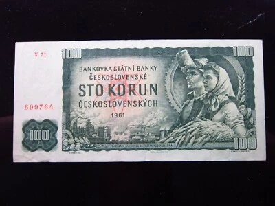 Billete dinero Checoslovaquia 100 coronas 1961 a8h9764 P91 Československá Foto 1 de 2
