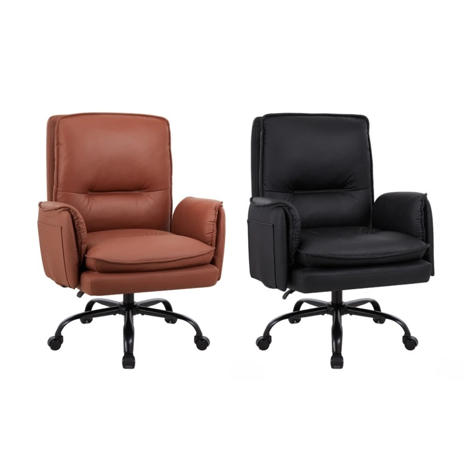 IWMH PU-Leder Chefsessel Höhenverstellbar Sofa mit Rollen Ergonomisch Bürostuhl