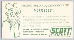 Vtg Ink Blotter Scott Lumber Elm Grove Warwood Martins Ferry Steubenville Weirto - Picture 1 of 2