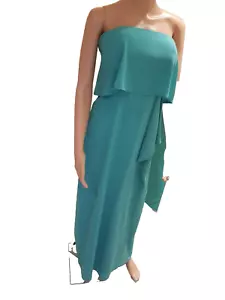 Gr.38/40 A-Linie Abendkleid Kleid Lang Chiffon Bandeau Volant Schlitz Mint-Grün - Bild 1 von 17