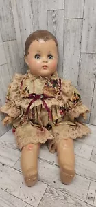 Vtg Early 1900's Composition Doll Moving Eyes - Picture 1 of 13