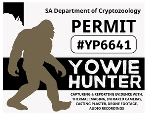 SA YOWIE HUNTER PERMIT Glossy Vinyl Sticker NEW South Australia Cryptids Bigfoot - Picture 1 of 1