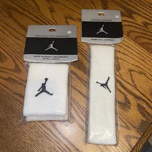 Nike Air Jordan Logo Jumpman Sweat Headband Wristband Y2k 2000s Vintage White - Picture 1 of 3